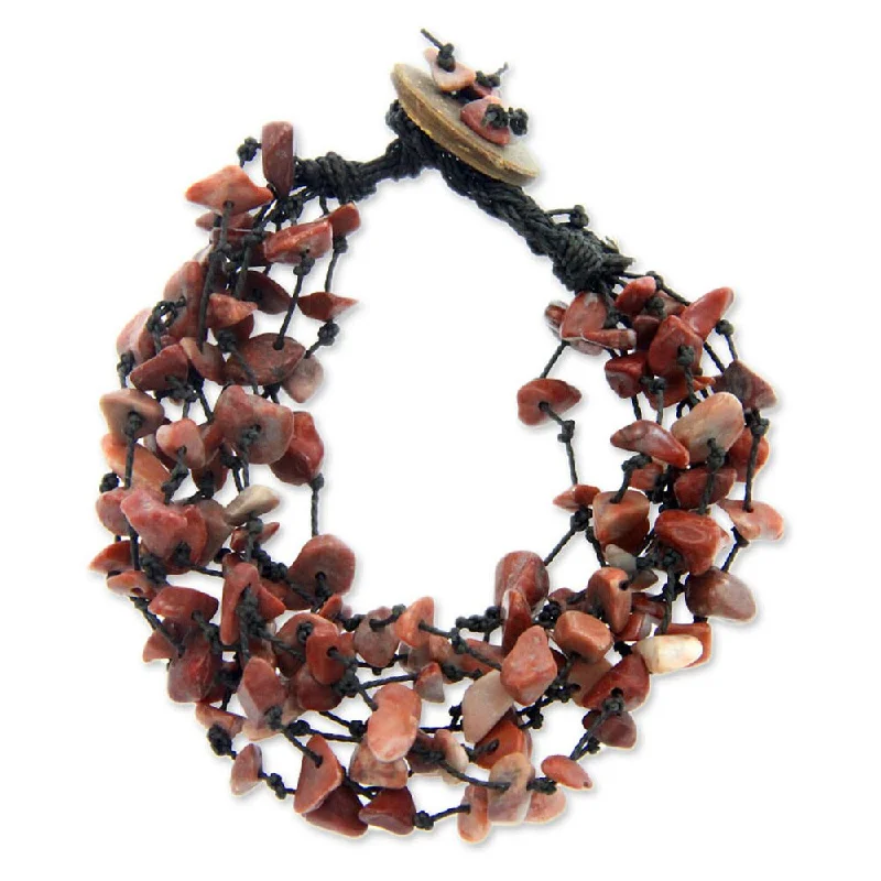 Handmade Goldstone and Coconut Shell 'Golden Waterfall' Bracelet (Indonesia)